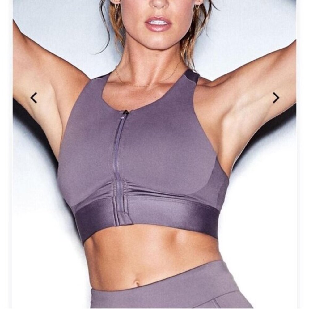 Fabletics Zip Medium Impact Sports Bra Gym Activewear Size Small EUC #4137